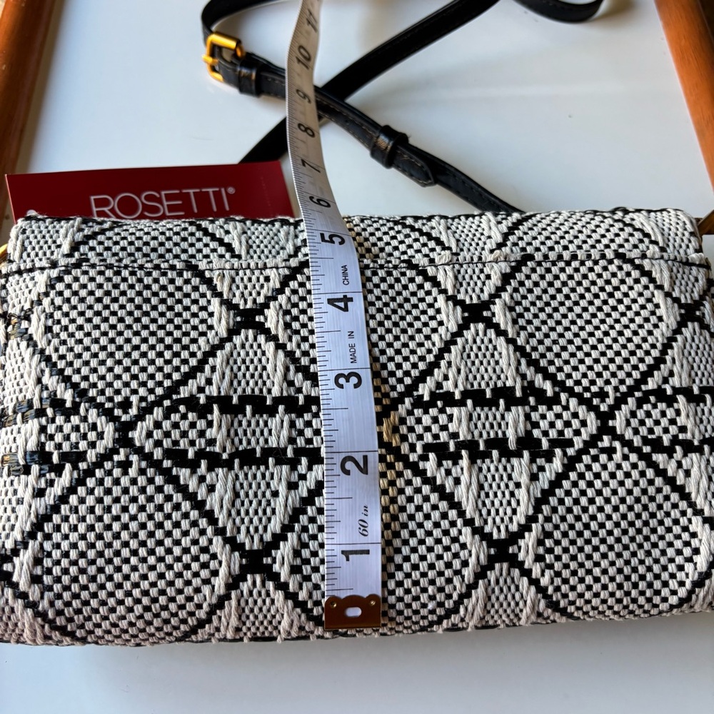 Rosetti Black & White Quilted Print Crossbody with Black Trim - Picture 12 of 13